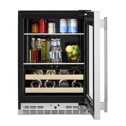 Kitchenaid KUBR524SPS 24" Beverage Center with Glass Door and Wood-Front Racks