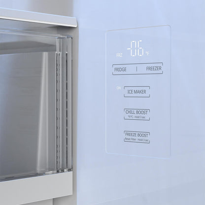 SJF2752MS Sharp 26.5 cu.ft. Counter Depth 36 in. French 3-Door Refrigerator with Internal Water Dispenser in Stainless Steel
