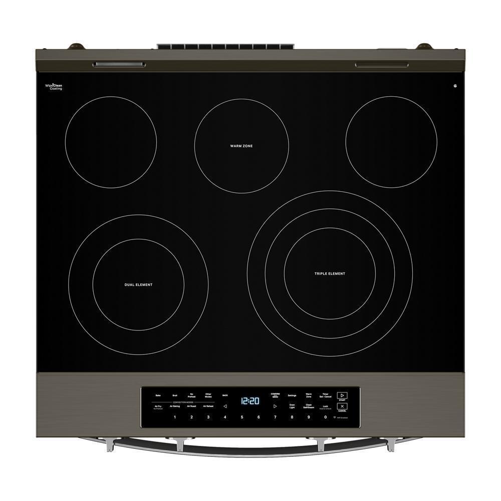 Whirlpool WSES7530RV 30-inch Smart Slide in Electric Range with Air Cooking Technology, No Preheat Air Fry, WipeClean™ Coating, Steam/Self Clean and High Speed Preheat