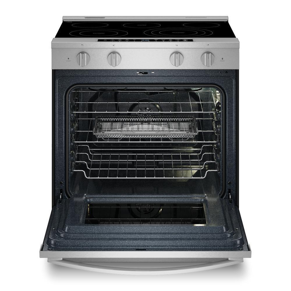 Whirlpool WSES7530RZ 30-inch Smart Slide in Electric Range with Air Cooking Technology, No Preheat Air Fry, WipeClean™ Coating, Steam/Self Clean and High Speed Preheat