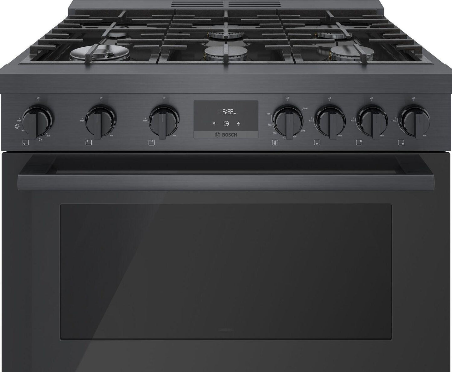 Bosch HGS8645UC 800 Series, Gas freestanding range, 36'', Black stainless steel