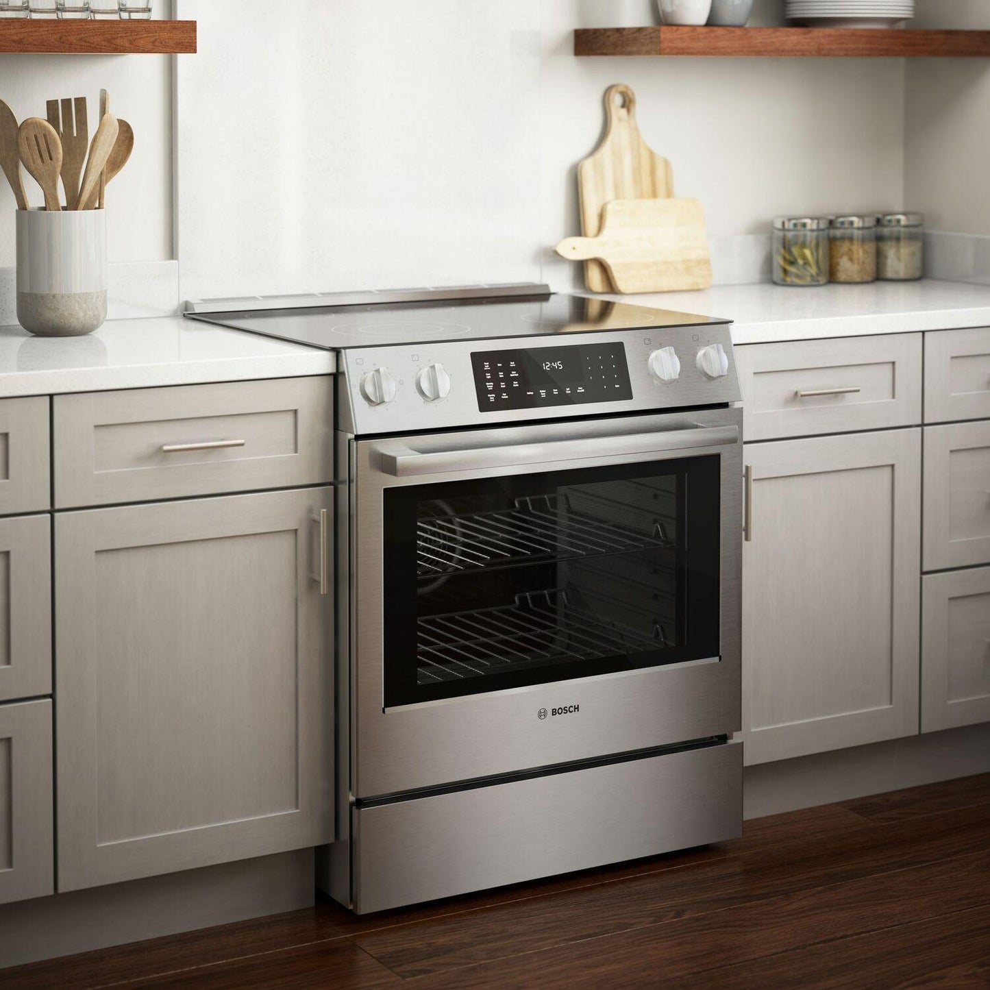 Bosch HEI8056U 800 Series, Electric slide-in range, 30'', Stainless steel
