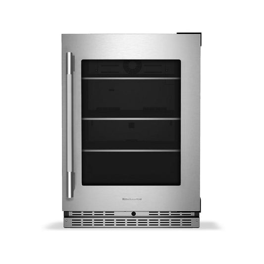 Kitchenaid KURR524SPS 24" Undercounter Refrigerator with Glass Door and Shelves with Metallic Accents
