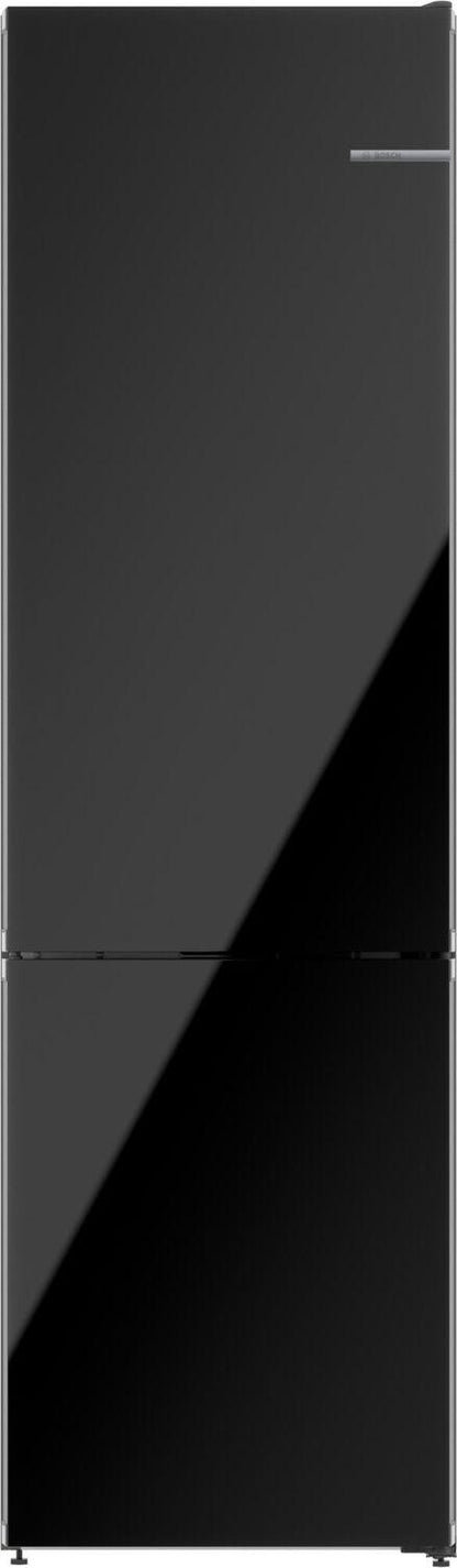 Bosch B24CB80ESB 800 Series, free-standing fridge-freezer with freezer at bottom, glass door, 24'', Black, Total No Frost