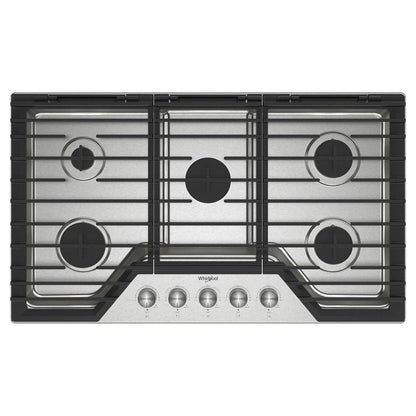 Whirlpool WCGK7036PS 36-inch Gas Cooktop with 5 Burners and EZ-2-Lift™ Hinged Cast-Iron Grates
