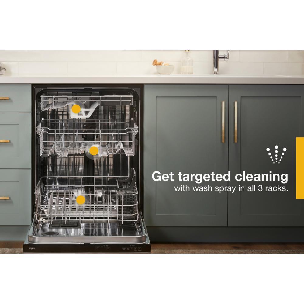 Whirlpool WDTS7024RZ Eco Series Quiet Dishwasher with a washing 3rd Rack & Water Repellent Silverware Basket