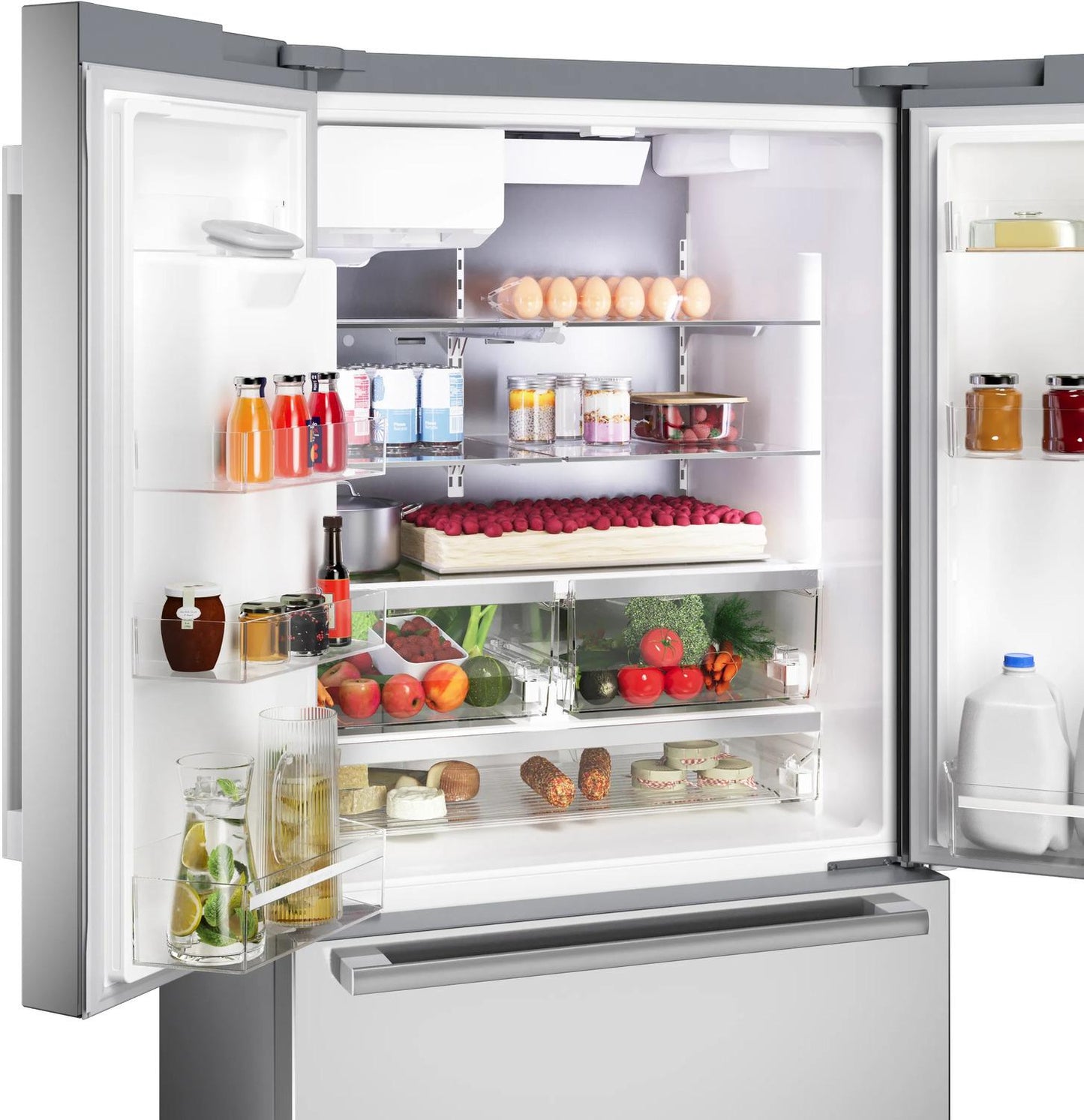 Bosch B36FD52SNS 500 Series, French Door Bottom freezer, multi door, 36'', Brushed steel (with anti-fingerprint), Total No Frost