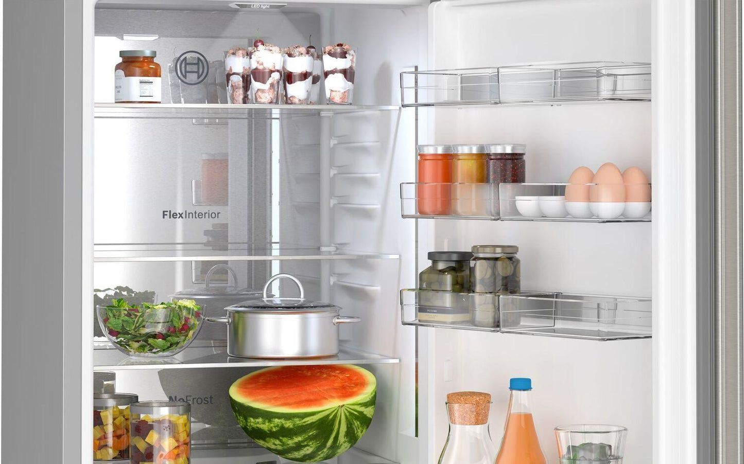 Bosch B24CB50ESS 500 Series, free-standing fridge-freezer with freezer at bottom, 24'', Brushed steel (with anti-fingerprint), Total No Frost