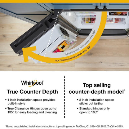 Whirlpool WRFC7036RV 36-inch Wide True Counter Depth 3-Door French Door Refrigerator - 23.4 cu. ft.