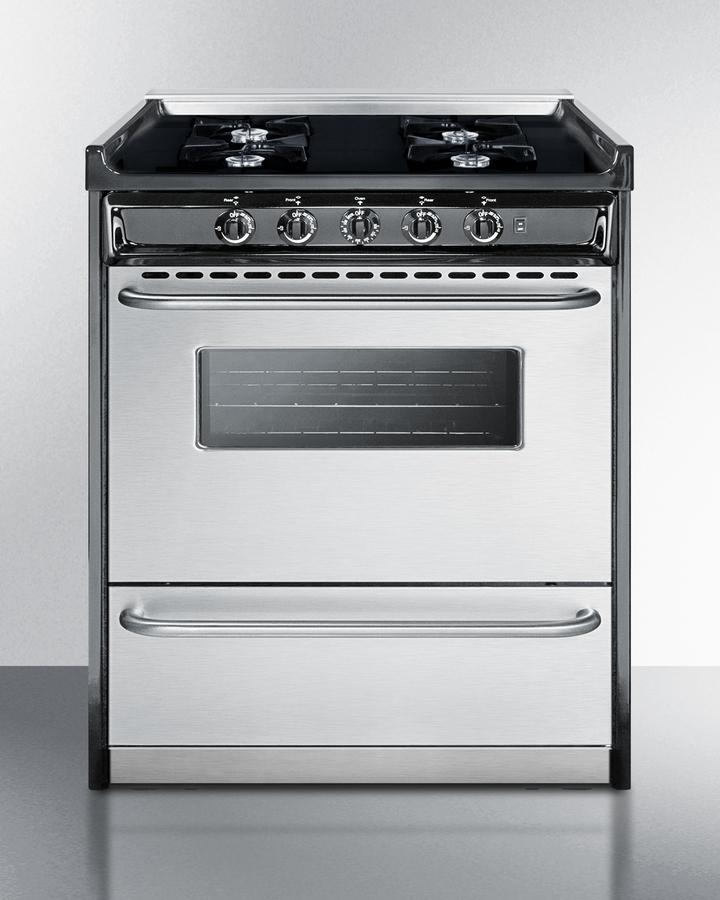 Summit TNM2107BRW 30" Wide Gas Range, Open Burners