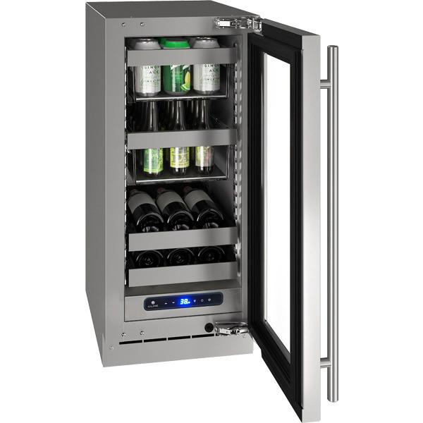 U-Line 15" Beverage Center With Stainless Frame Finish and Left-hand Hinge Door Swing (115 V/60 Hz Volts /60 Hz Hz)