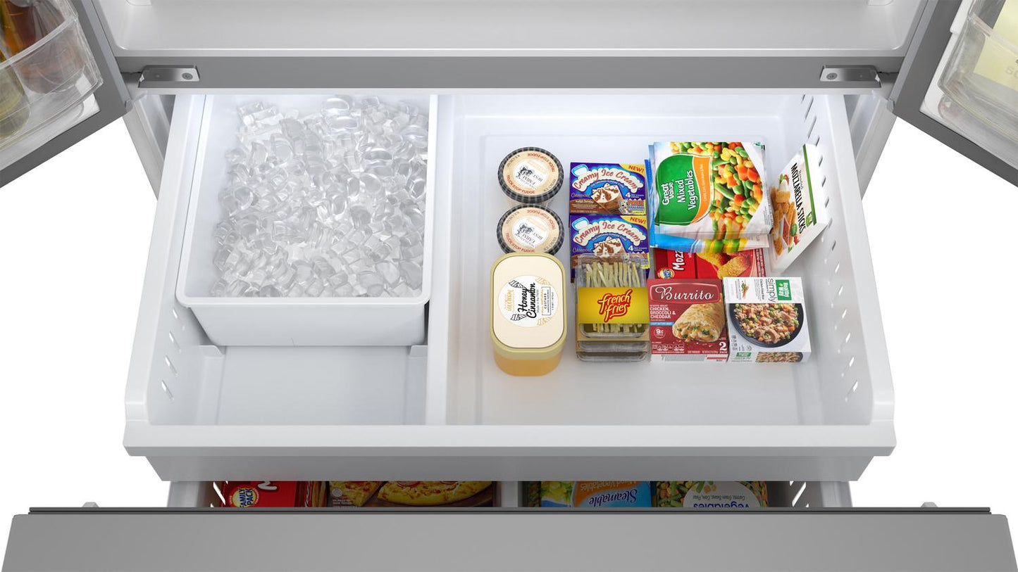 Sharp SJF2955MS 28.9 cu.ft. Standard Depth 36 in. French 3-Door Refrigerator with Water Dispenser in Stainless Steel