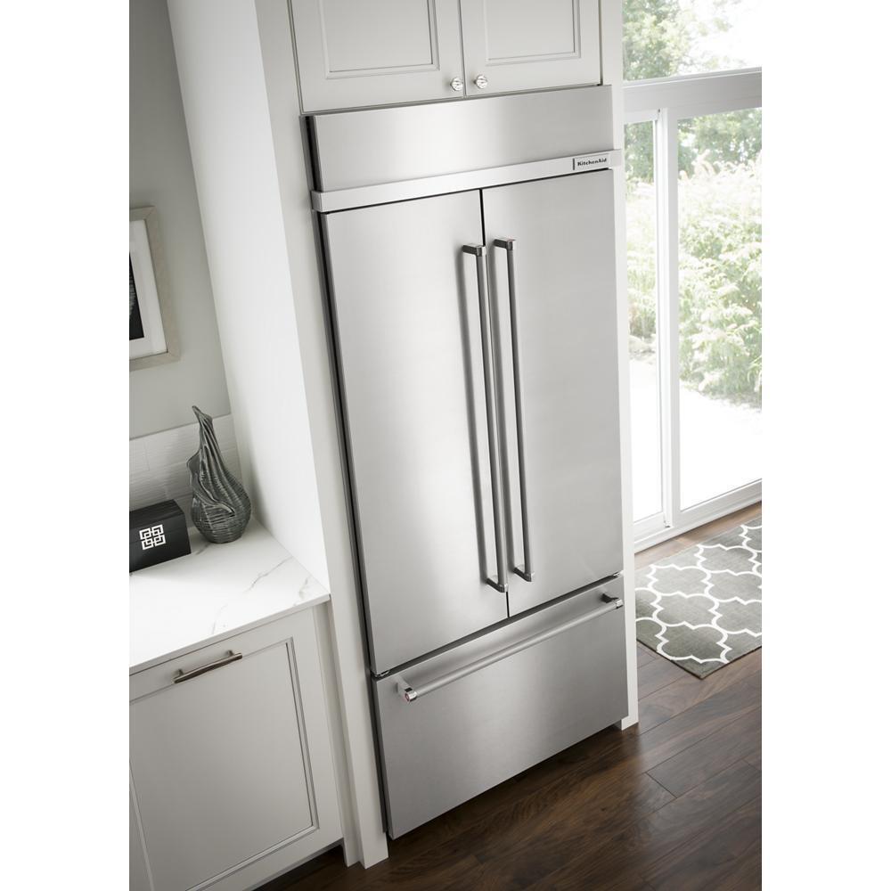 Kitchenaid KBFN506ESS 20.8 Cu. Ft. 36" Width Built In Stainless Steel French Door Refrigerator with Platinum Interior Design