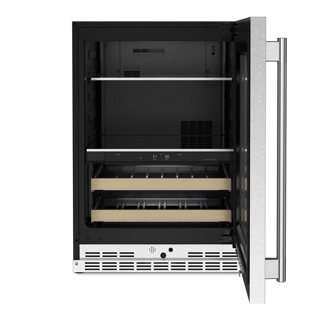 Kitchenaid KUBR524SPS 24" Beverage Center with Glass Door and Wood-Front Racks