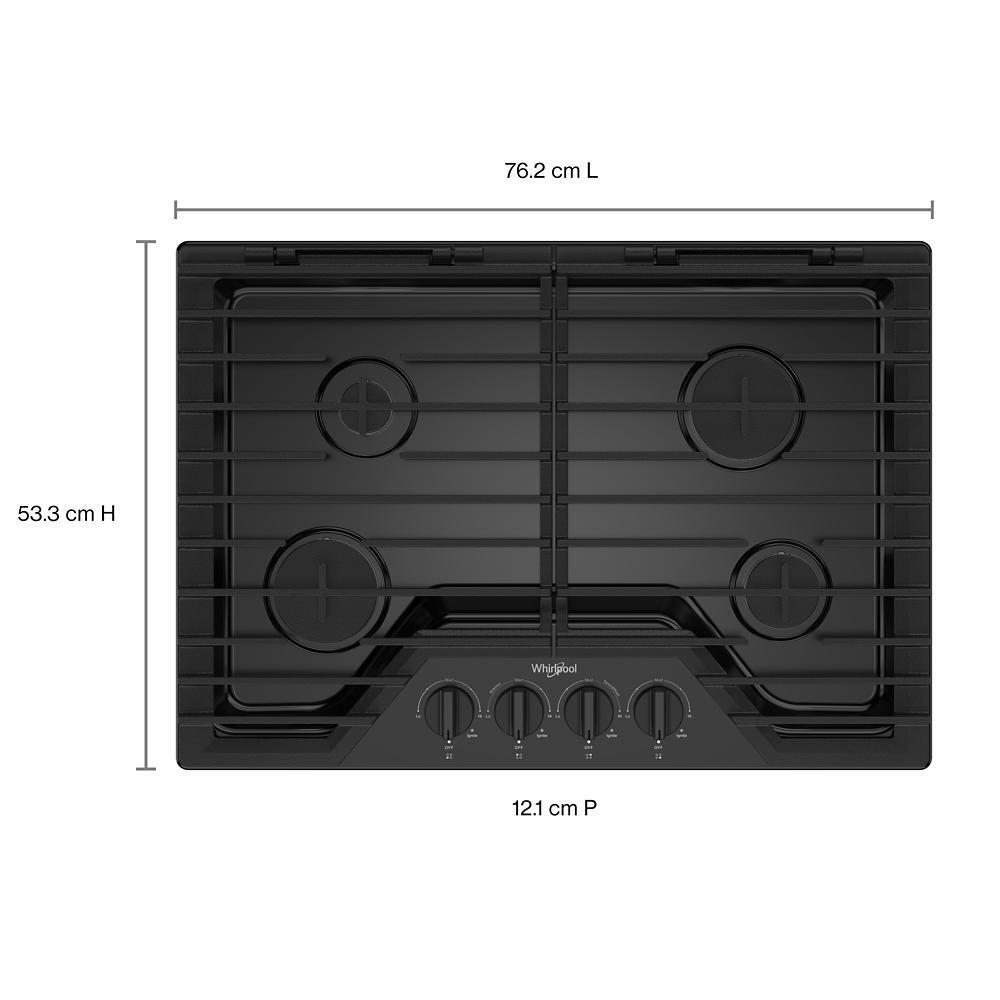 Whirlpool WCGK5030PB 30-inch Gas Cooktop with EZ-2-Lift™ Hinged Cast-Iron Grates