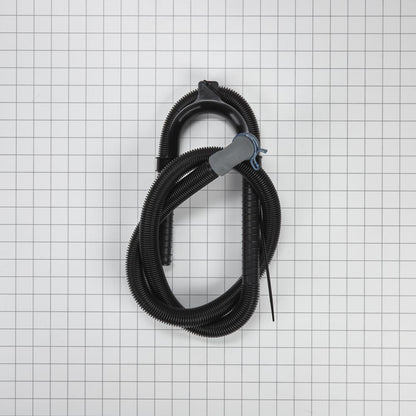 Whirlpool W11281268 6' Black flexible washer drain hose with elbow bracket, 1" inner diameter grey 90-degree coupler & metal clamp - 1 pack
