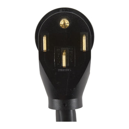 Maytag PT500 4' Electric Range Power Cord, rated 50 A, 4-wire with ring terminal connectors, and right-angle 4-prong plug