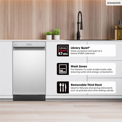 Sharp SDW4523MS 18 in. Stainless Steel 47 dB Dishwasher