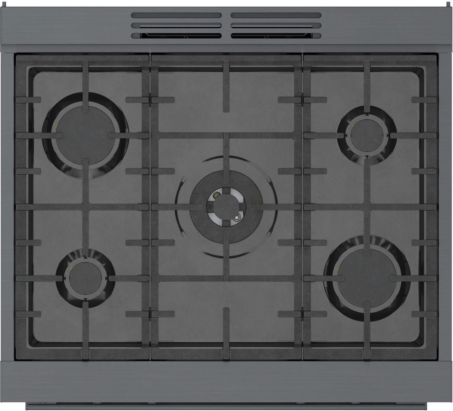 Bosch HDS8045U 800 Series, Dual fuel freestanding range, 30'', Black stainless steel