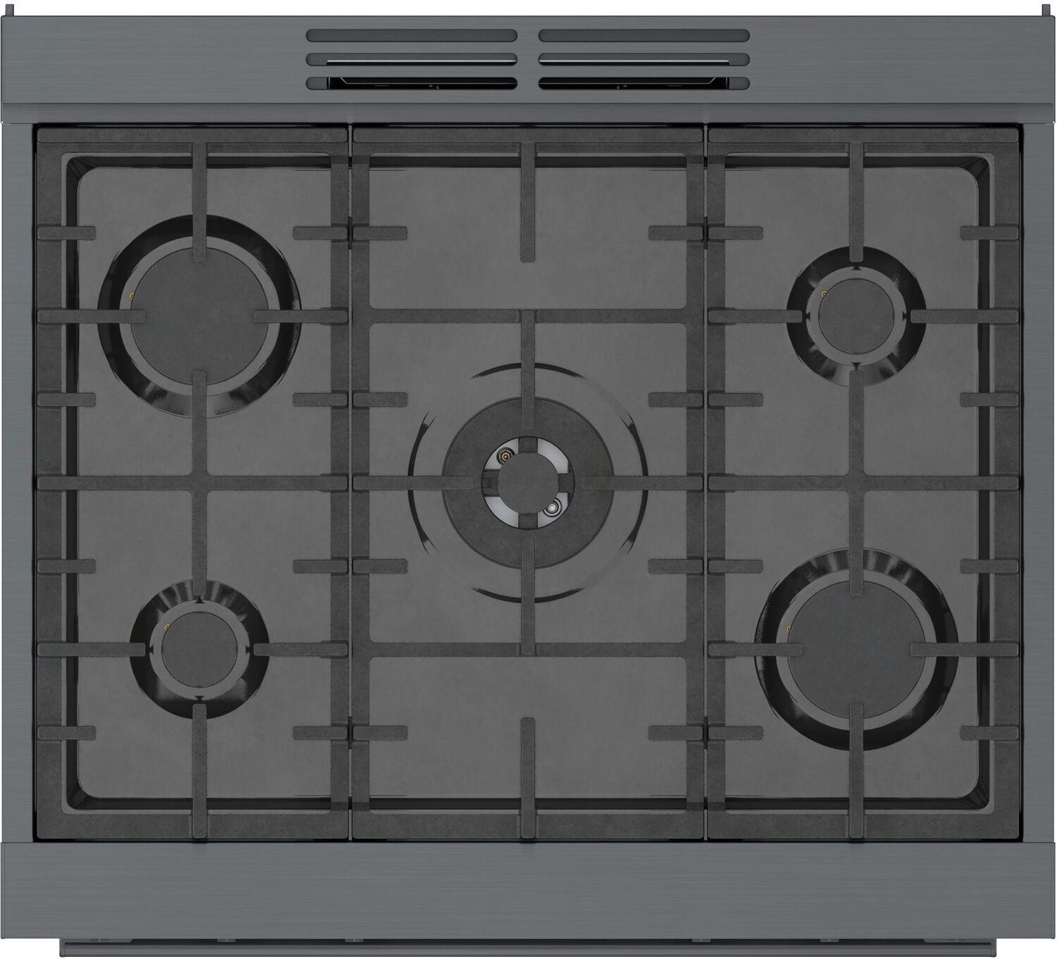 Bosch HDS8045U 800 Series Dual Fuel Freestanding Range 30" Black Stainless Steel