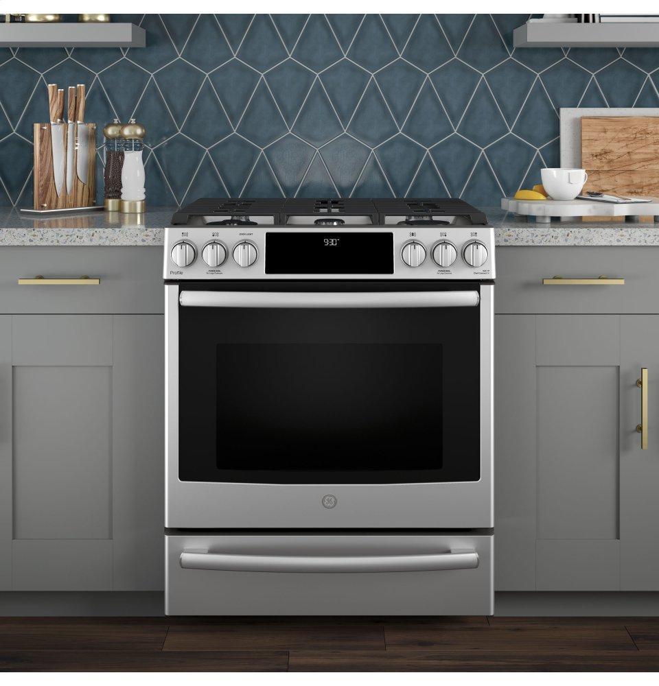 GE Profile™ 30" Smart Slide-In Front-Control Gas Range