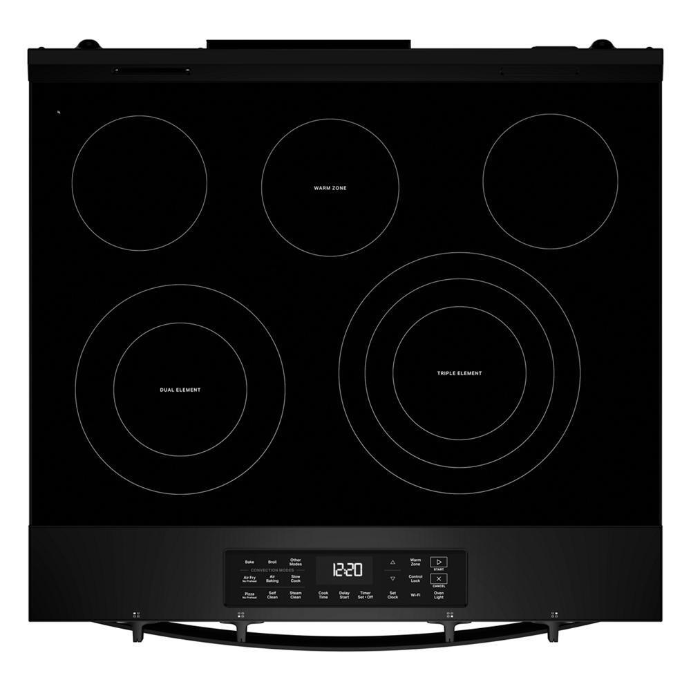 Whirlpool WSES5030SB 30-inch Electric Smart Range with Air Cooking Technology