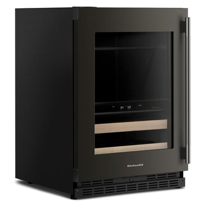 Kitchenaid KUBL524SBE 24" Beverage Center with Glass Door and Wood-Front Racks