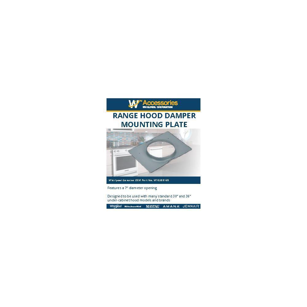 Kitchenaid W10388168 30" and 36" Range Hood Damper Mounting Plate, with 7" D opening