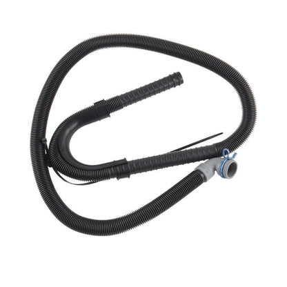 Whirlpool W11281268 6' Black flexible washer drain hose with elbow bracket, 1" inner diameter grey 90-degree coupler & metal clamp - 1 pack