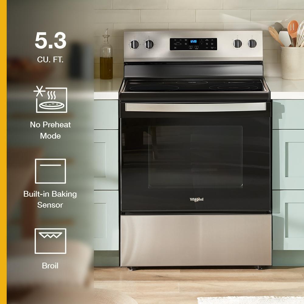 Whirlpool WFES3130TS 30-inch Electric Range with Steam Clean