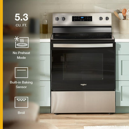 Whirlpool WFES3130TS 30-inch Electric Range with Steam Clean