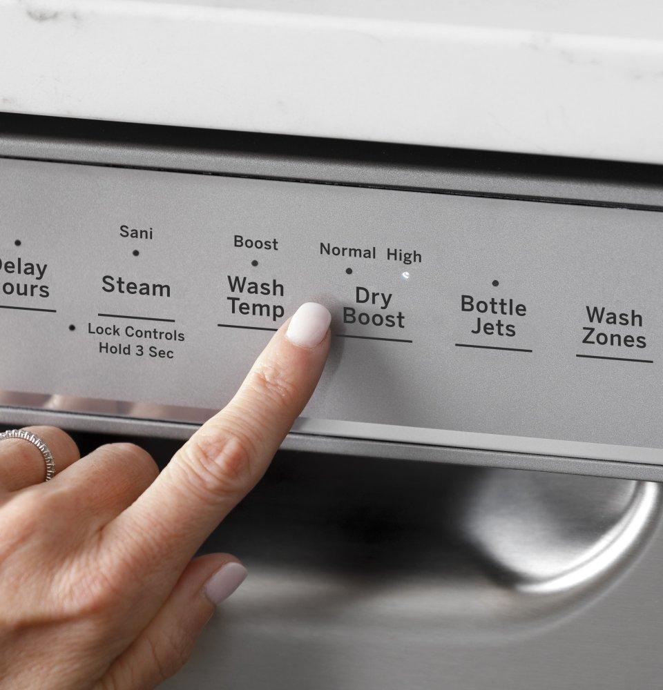 GE® Front Control with Stainless Steel Interior Dishwasher with Sanitize Cycle & Dry Boost