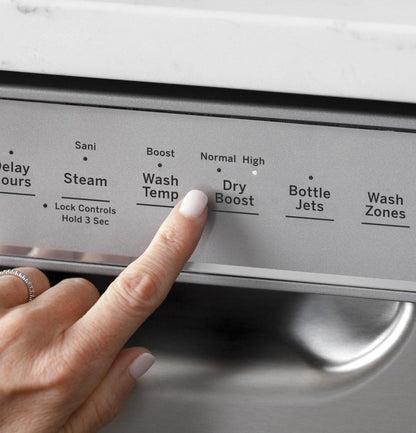 GE® Front Control with Stainless Steel Interior Dishwasher with Sanitize Cycle & Dry Boost