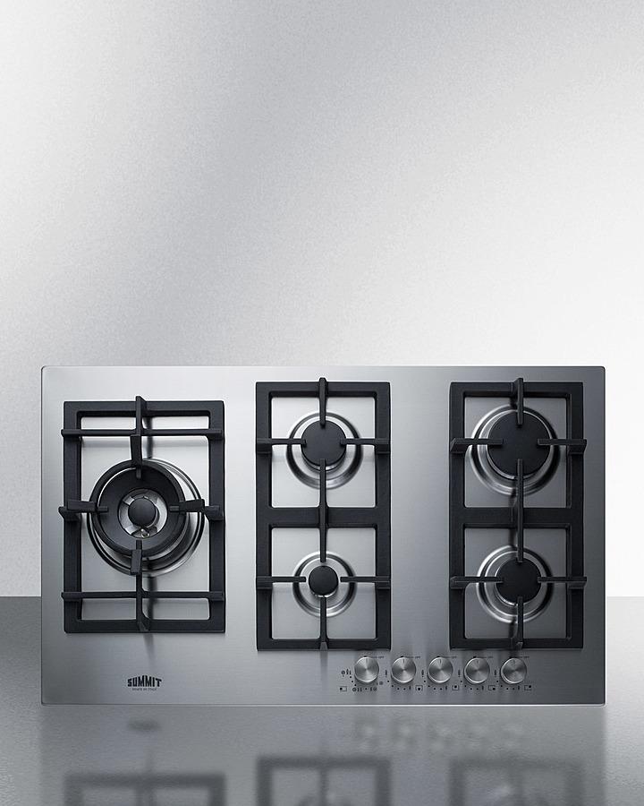 Summit GCJ536SS 34" Wide 5-burner Gas Cooktop In Stainless Steel