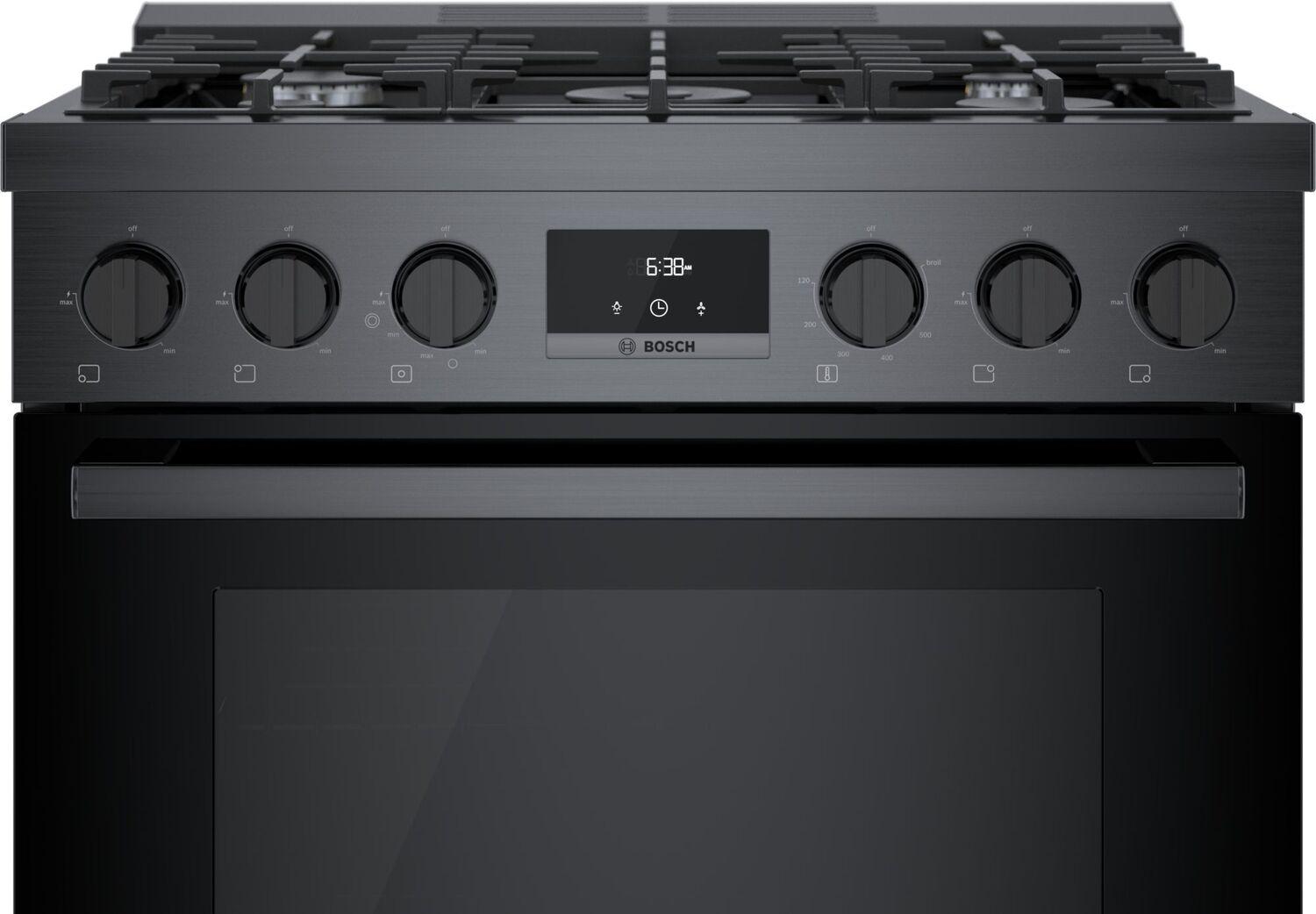 Bosch HGS8045UC 800 Series Gas Freestanding Range 30" Black Stainless Steel