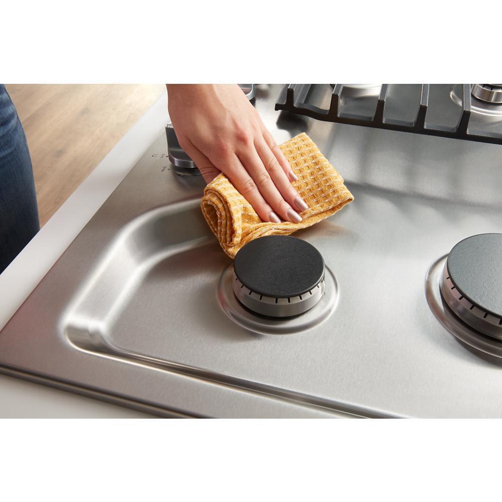 Whirlpool WCGK5030PB 30-inch Gas Cooktop with EZ-2-Lift™ Hinged Cast-Iron Grates