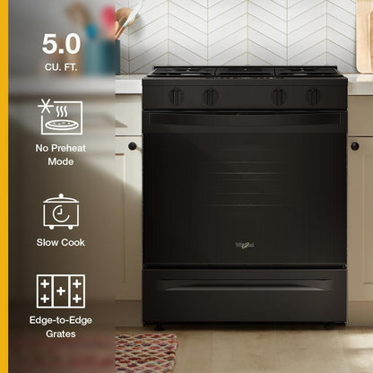 Whirlpool WSGS3330TB 30-inch Gas Range with No Preheat Mode and Slow Cook
