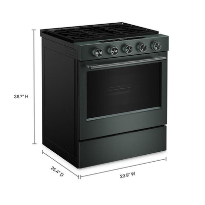 Kitchenaid KSGS530SJP 5.0 Cu. Ft. Smart Slide-in Gas Range with Convection Cooking Modes and 2-in-1 Burner
