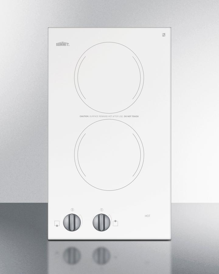 Summit CR2110WHE 12" Wide 115v 2-burner Radiant Cooktop