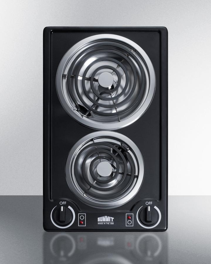 Summit CCE212BL 12" Wide 115v 2-burner Coil Cooktop