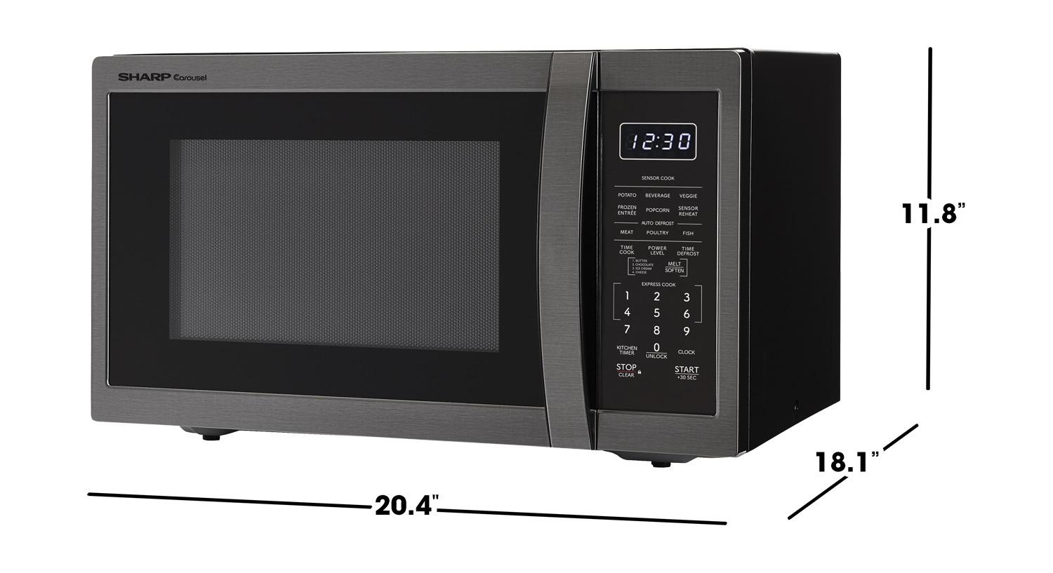 SMC1452KH Sharp 1.4 cu. ft. 1100W Black Stainless Steel Countertop Microwave Oven