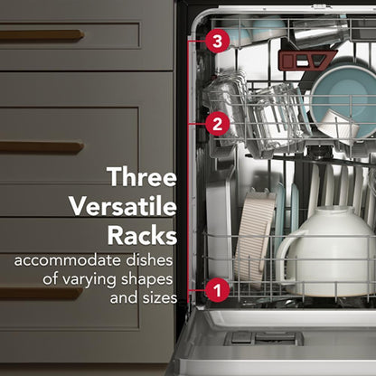 Kitchenaid KDTS324SJP Third Level Jet Rack Dishwasher with 40+ Total Wash Jets, 41 dBA