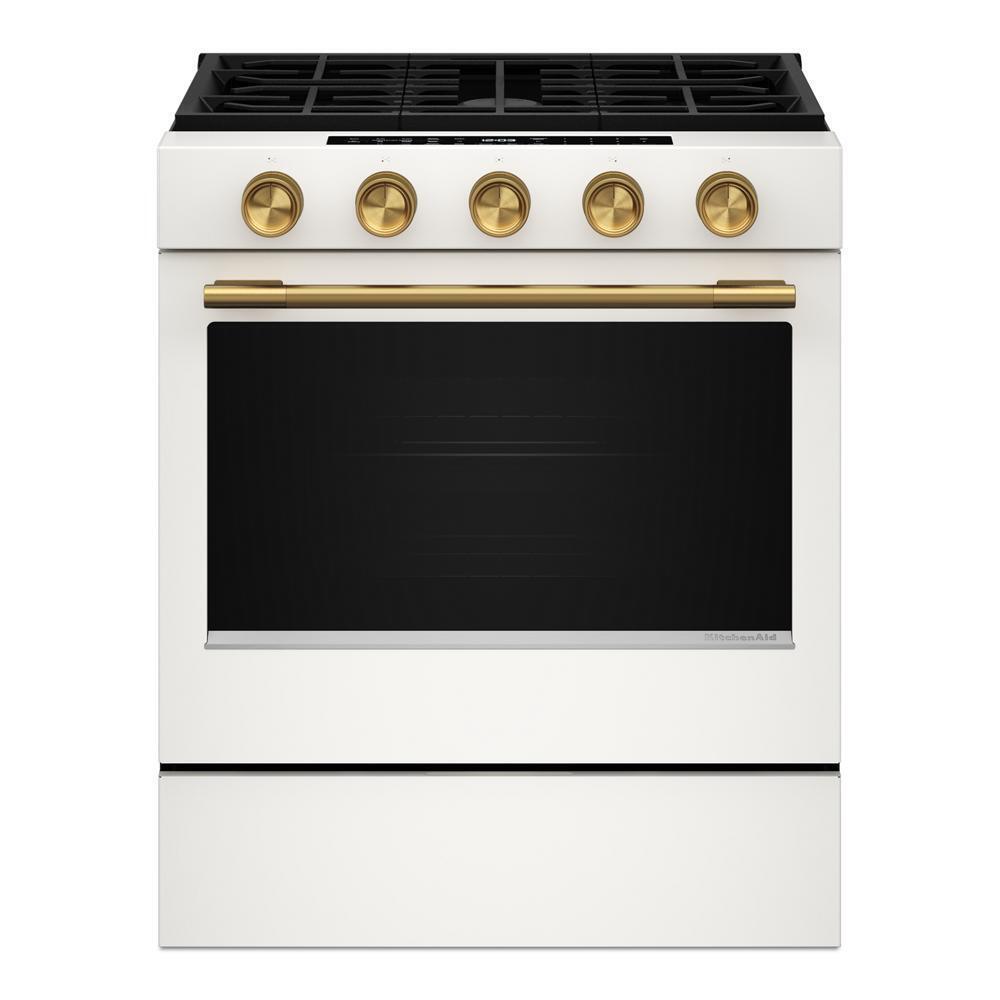 Kitchenaid KSGS530SPL 5.0 Cu. Ft. Smart Slide-in Gas Range with Convection Cooking Modes and 2-in-1 Burner