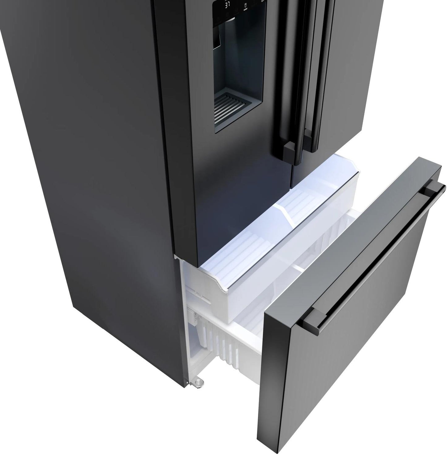 Bosch B36CD52SNB 500 Series, French Door Bottom freezer, multi door, 36'', Black inox-antifingerprint, Total No Frost