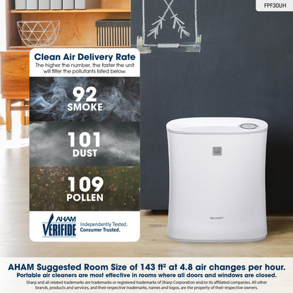 FPF30UH Sharp True HEPA Air Purifier with Express Clean for Small Rooms
