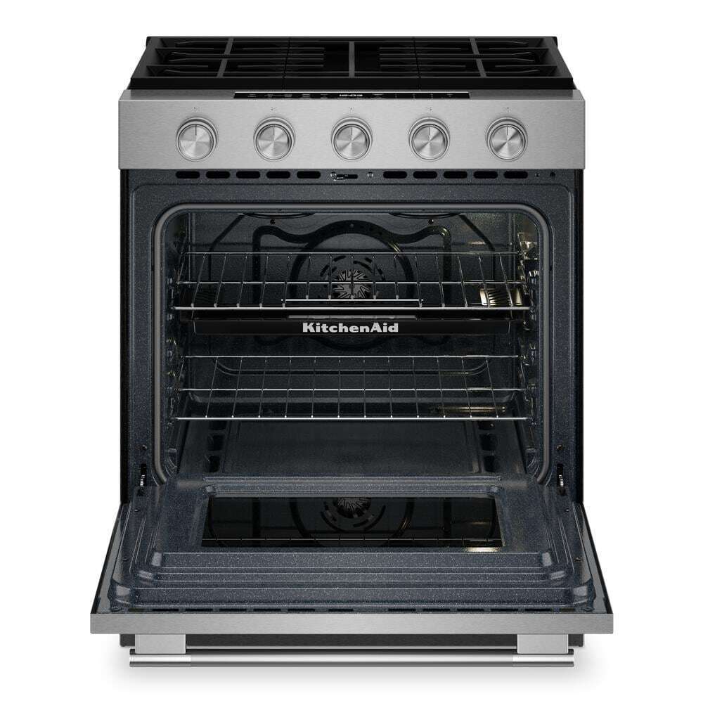 Kitchenaid KSGS430SPS 5.0 Cu. Ft. Smart Slide-in Gas Range with Convection Cooking Modes and Steam Bake Mode
