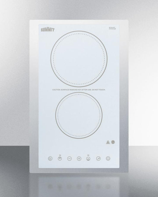 Summit CR2B23T4WTK15 15" Wide 230v 2-burner Radiant Cooktop