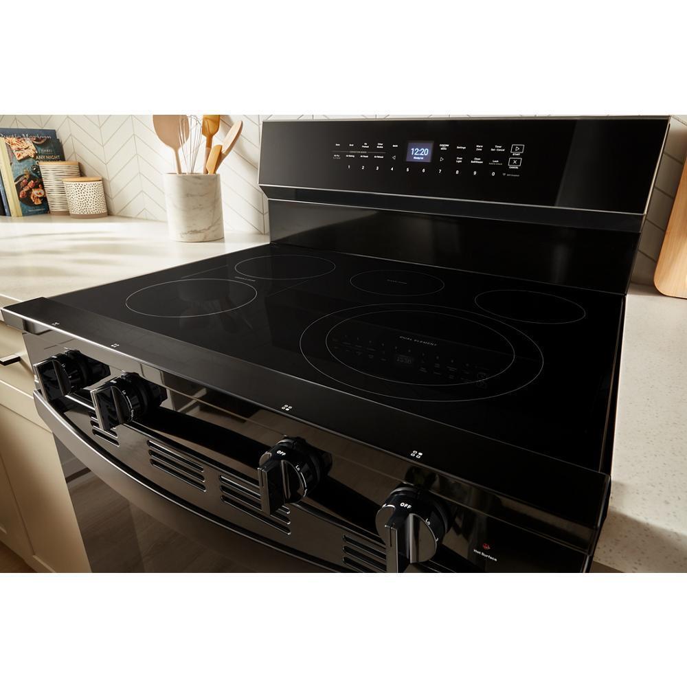 Whirlpool WFES7530RB 30-inch Electric Smart Range with Air Cooking Technology, No Preheat Air Fry, High Speed Preheat Oven, WipeClean™ Coating, and Steam/Self Clean