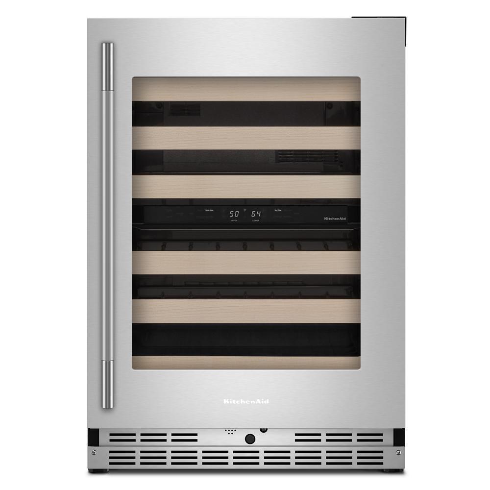 Kitchenaid KUWR524SPS 24" Undercounter Wine Cellar with Full-Extension Wood-Front Racks