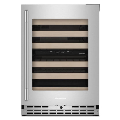 Kitchenaid KUWR524SPS 24" Undercounter Wine Cellar with Full-Extension Wood-Front Racks